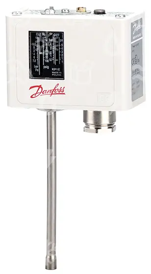 presostat DANFOSS nízkotkaký, KP1E, -0,9 - 7,0 , man., diference 0,7  fix., SPDT, pájecí 1/4